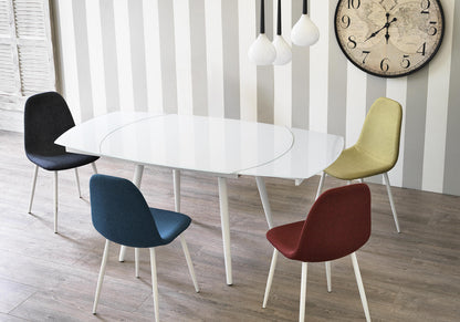 Tavolo allungabile con top in vetro temperato bianco 120/180x90h cm