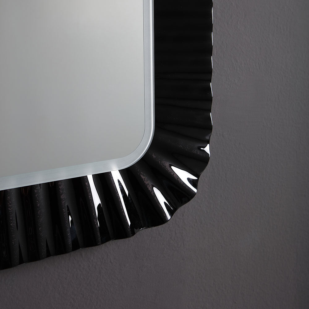 Specchio con Cornice in Vetro Nero 94x68 cm