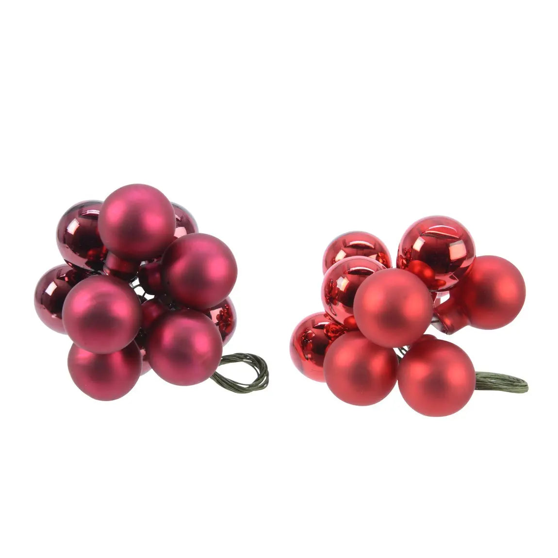 Grappolo di 10 sfere natalizie in vetro rosso Ø2 cm – 1 grappolo assortito