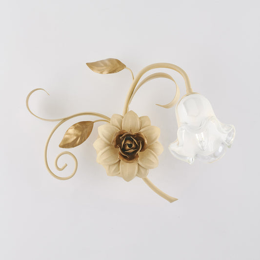 Applique in ferro laccato avorio decape 1 luce H.40 - L.36 - P.22