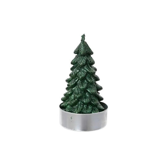 Candela tealight in paraffina verde pino Ø9.2 × H9.2 cm