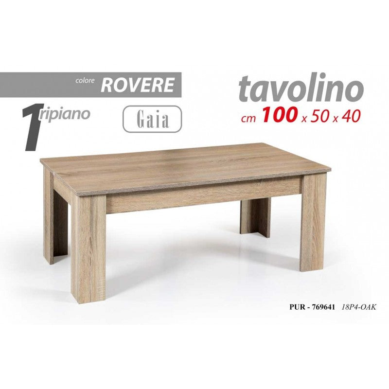 Tavolino basso da salotto rovere  Con un ripiano  cm 100x 50 x 40 h