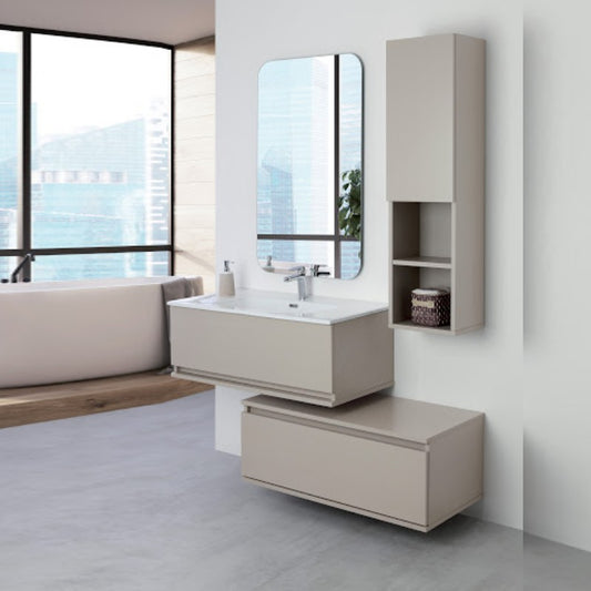 Composizione bagno due cassetti separati Linea Pastello Tortora