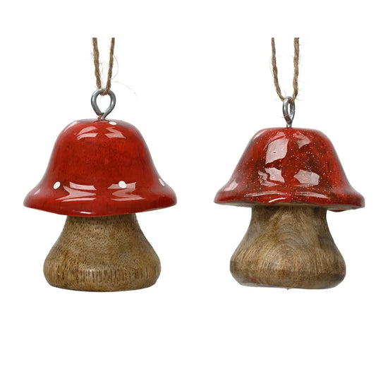 Decorazione fungo in legno di mango H5 cm – 1 pezzo assortito