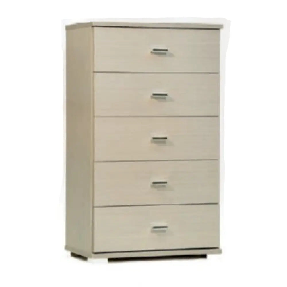 Cassettiera 5 cassetti rovere sbiancato cm 91x53x33