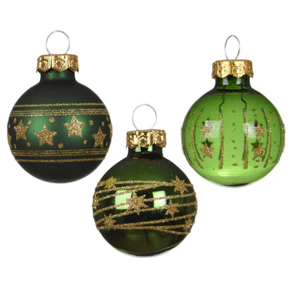 Box 9 palline di Natale in vetro verde pino lucide e opache Ø3 cm