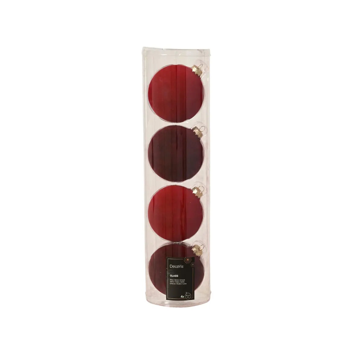 Box 4 palline di Natale in vetro floccato assortite Ø10 cm