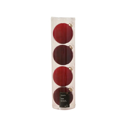 Box 4 palline di Natale in vetro floccato assortite Ø10 cm
