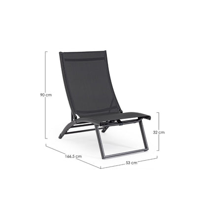 Bizzotto poltrona lounge reclinabile Taylor grigio in alluminio e textilene 53 x 166,5 x 90 cm