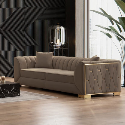 Divano marrone 80x170x95 cm gambe oro