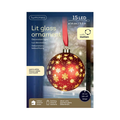 Sfera natalizia rossa con LED Ø14 cm