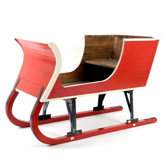 Slitta di Babbo Natale decorativa rossa in legno 110 × 90 × H220 cm