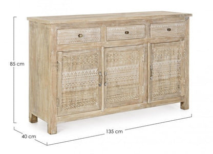 Credenza 3 ante e 3 cassetti in legno stile naturale