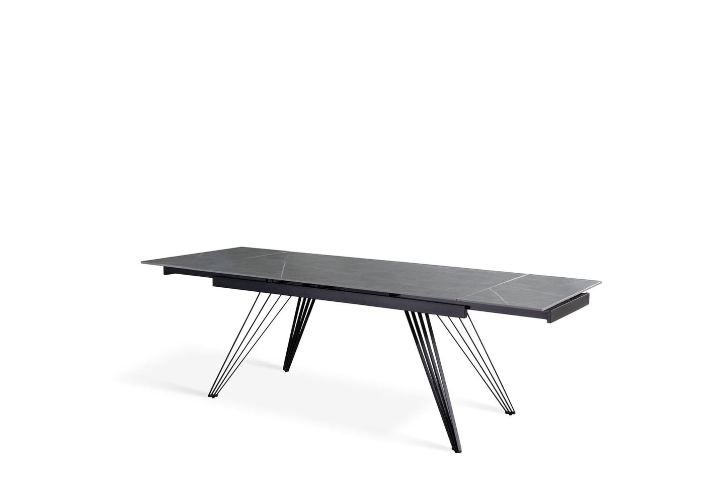 Tavolo Allungabile Grigio-Negro Opaco con Gambe a V, 90x160-240x76