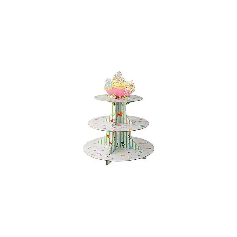 Alzata 3 livelli  in cartone per cupcake Ø 30 cm
