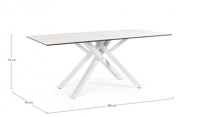 Tavolo bianco 180x90 cm in ceramica