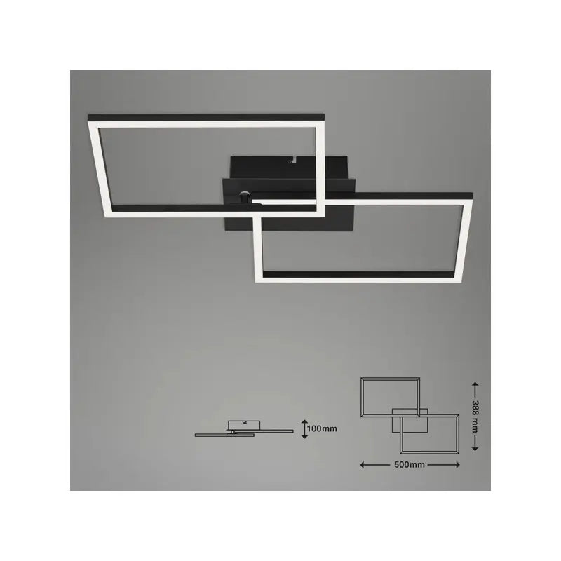 Applique/plafoniera LED Frame 2×15W 1650 lm CCT 50×39 cm nera dimmerabile con telecomando