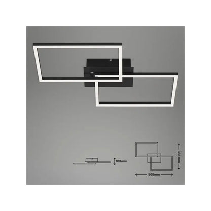 Applique/plafoniera LED Frame 2×15W 1650 lm CCT 50×39 cm nera dimmerabile con telecomando