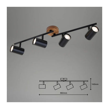 Barra Spot Muritz  4xGU10 68 cm nero/legno
