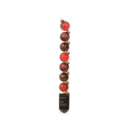 Box 9 palline di Natale in vetro rosso scuro lucide e opache Ø3 cm