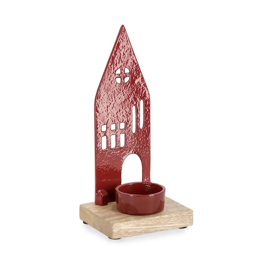 Porta tealight Cornwall a forma di casa rosso H19 cm