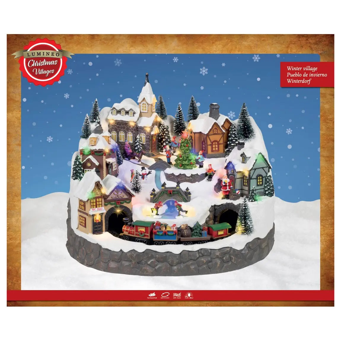 Villaggio di Natale in poliresina con LED 42,5 × 41 × H34,5 cm