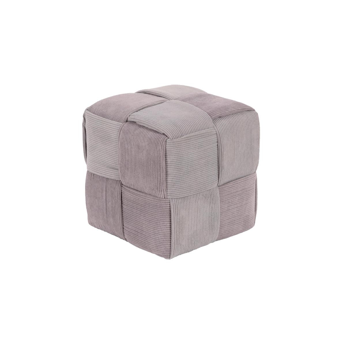 Pouf Brady vell intrecciato grigio chiaro 38x38x38 cm