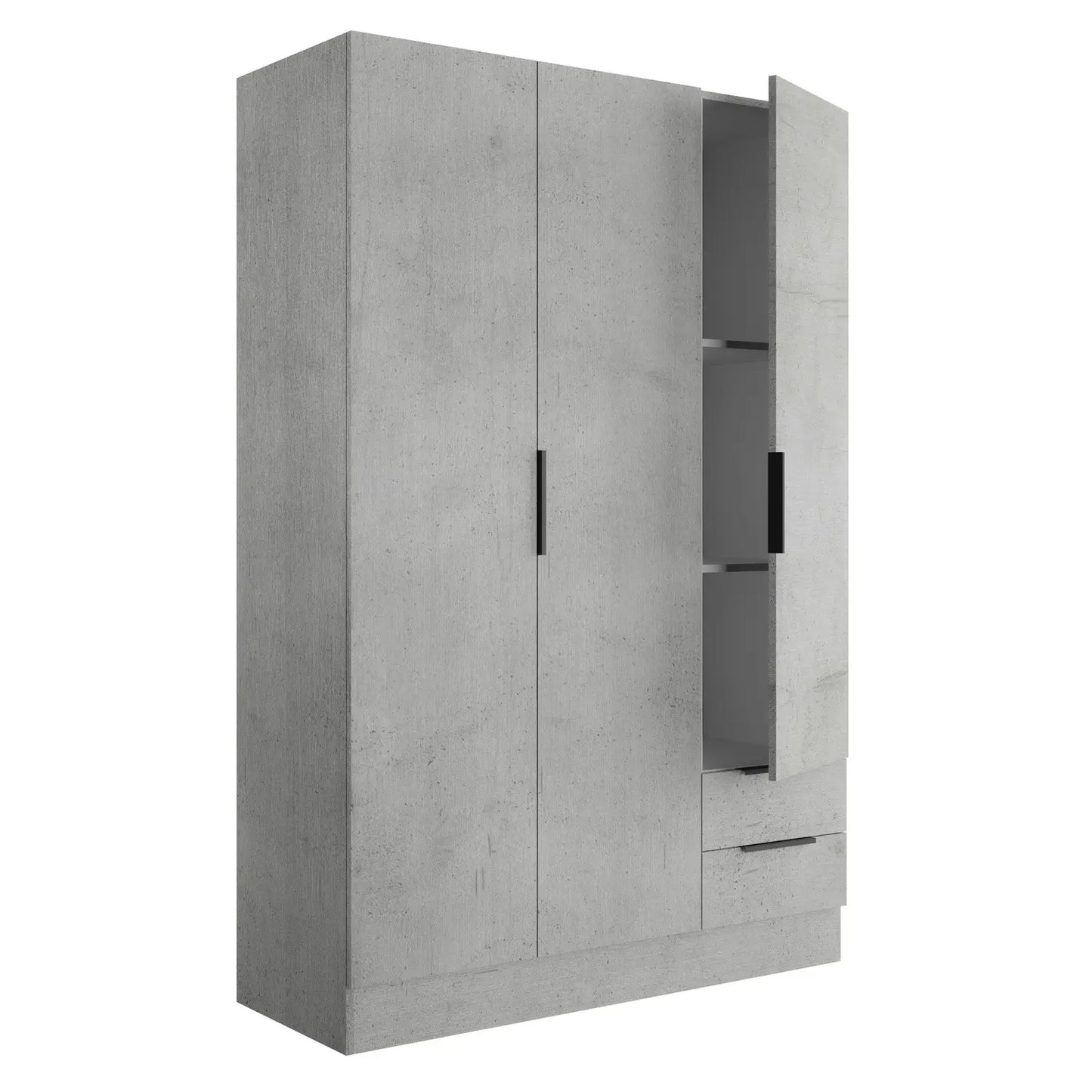 Armadio 3 ante + 2 cassetti cm 120x50 cemento