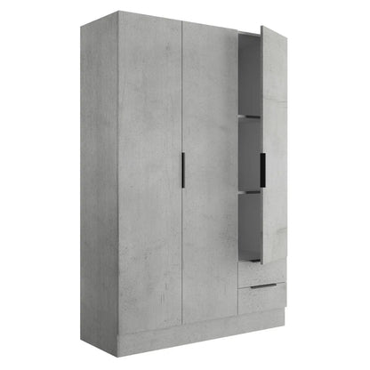Armadio 3 ante + 2 cassetti cm 120x50 cemento