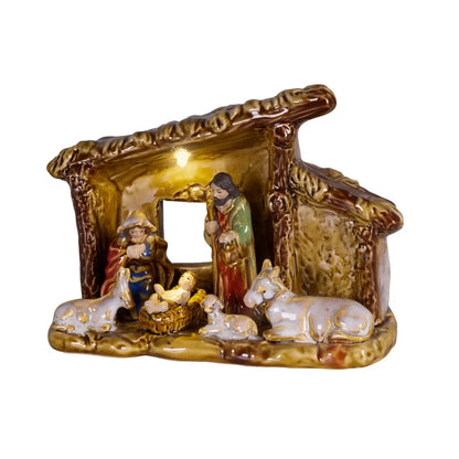 Presepe in porcellana con micro LED 20 × 9 × H14,5 cm