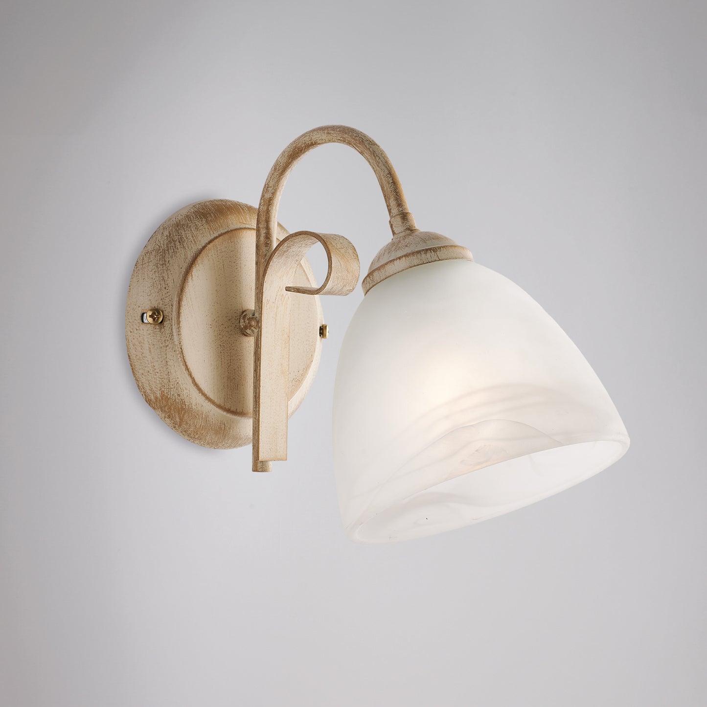 Applique avorio oro, vetro alabastro Ø13, 1 luce H20xL13xP23 cm