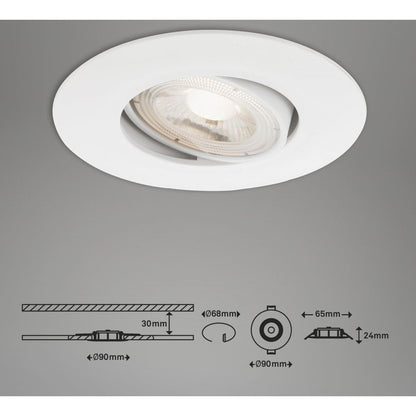 Faretto Kulana da incasso orientabile led 9 cm 5w 460lm bianco