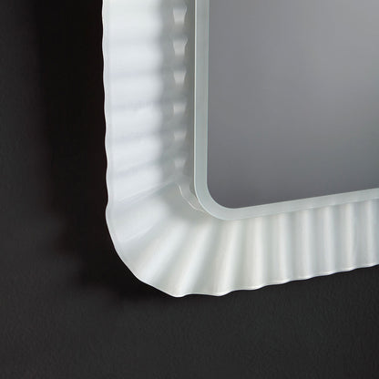 Specchio con Cornice in Vetro Bianco 94x68 cm