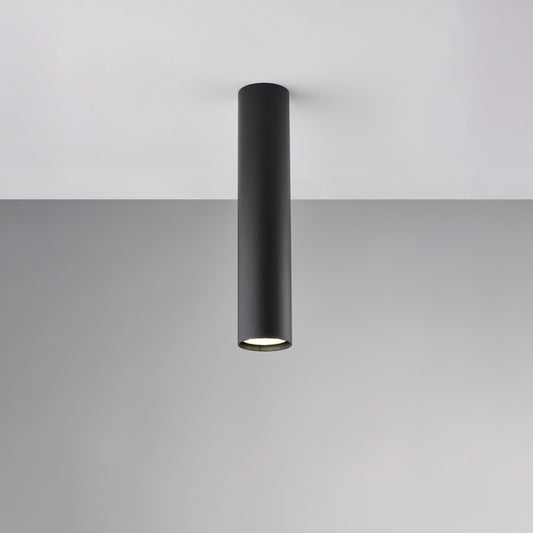 Plafoniera in ferro laccato nero GU10 1 luce H.30 - Ø8