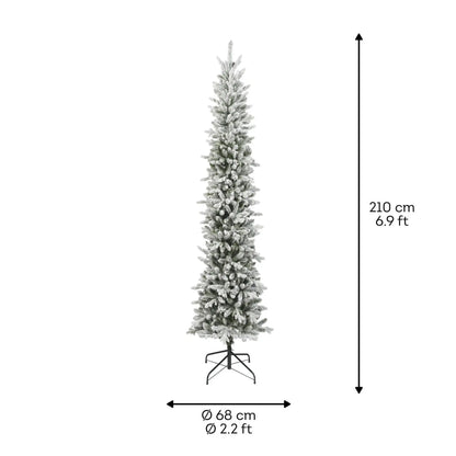 Albero di Natale Slim Fir verde innevato Ø68 × H210 cm