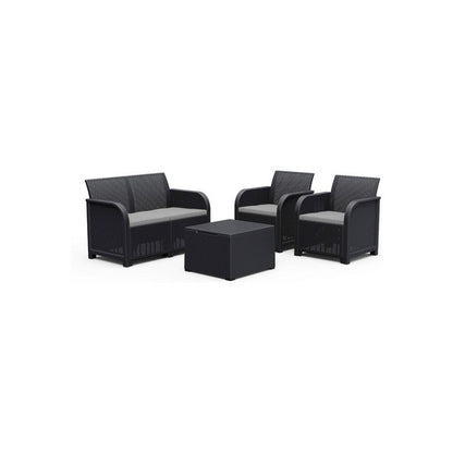 Keter set salotto da giardino Rosalie in resina con tavolino antracite