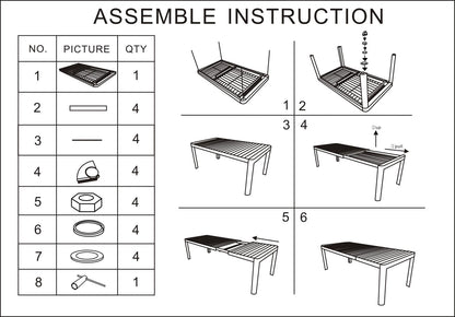 Tavolo in alluminio Claveland bianco allungabile rettangolare