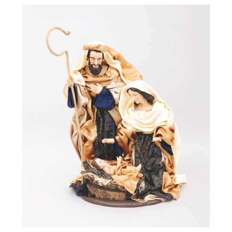 Natività in resina oro e blu 27,5 × 25 × H40 cm