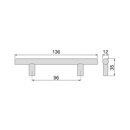 Maniglia per mobili  Orlando L136 mm,  interasse 96 mm, Acciaio, Verniciato nero
