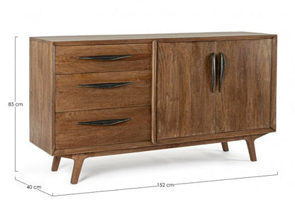 Credenza 2 ante - 3 cassetti marrone in legno stile vintage