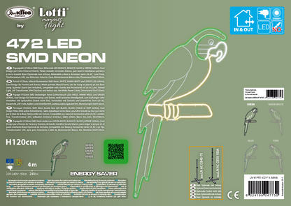 Neon Bifacciale LED 50x120cm Mix4 – Variante Verde