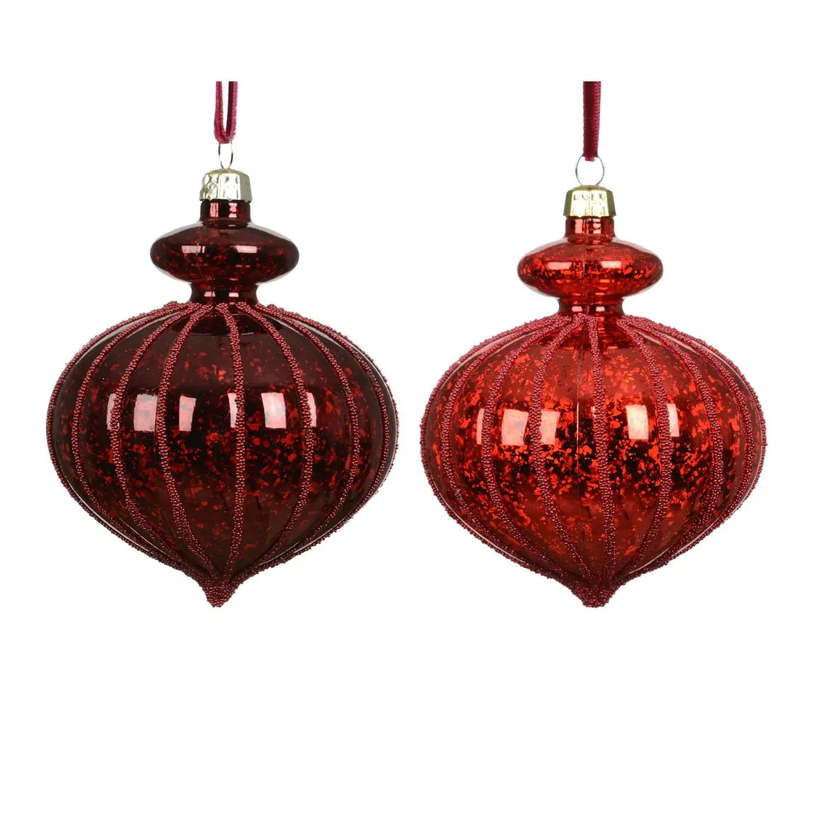 Sfera natalizia in polistirolo con perline effetto mercurio rosso Ø8 cm – 1 pezzo assortito