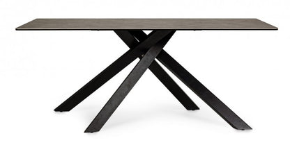 Tavolo ceramica 180x90x76 cm grigio scuro gambe nere