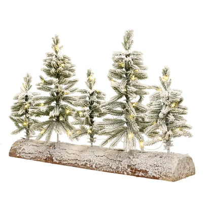 Centrotavola natalizio con alberi verdi e LED 50 × 12 × H30 cm