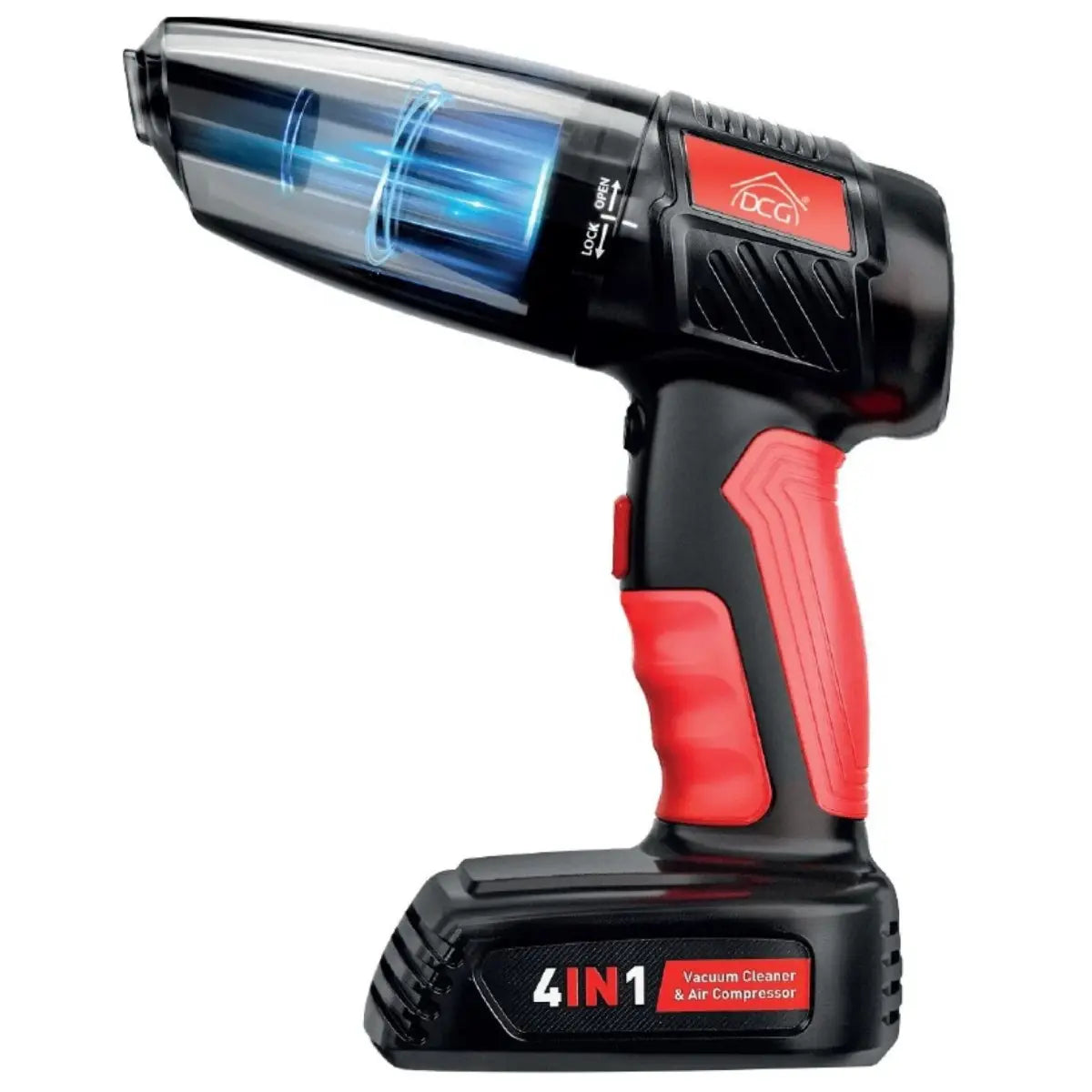 Aspirapolvere e compressore portatile DCG BSI6000 4 in 1 a Batteria 7,4V con manometro LED