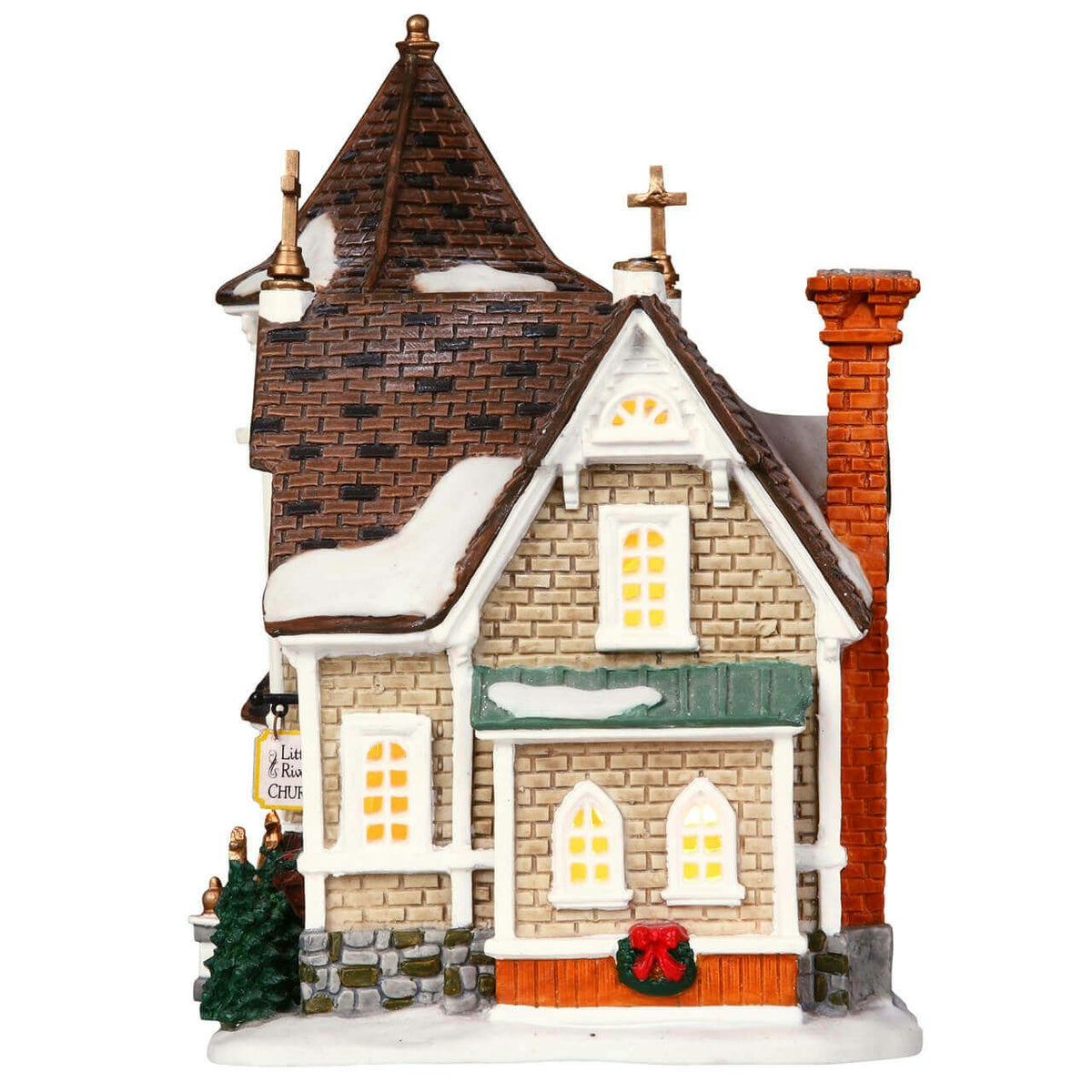 Chiesetta Little River Church illuminata 18,7 × 16,1 × H13,7 cm con adattatore