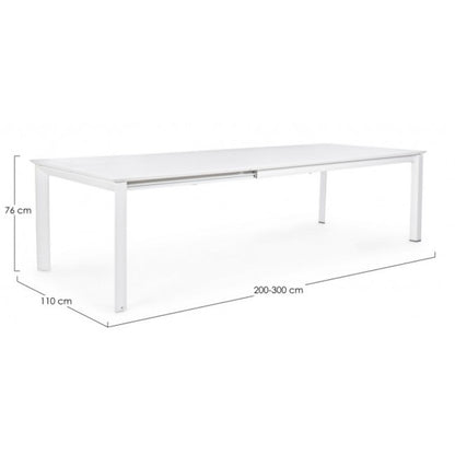 Tavolo Konnor in alluminio bianco cm 200-300x110x76h