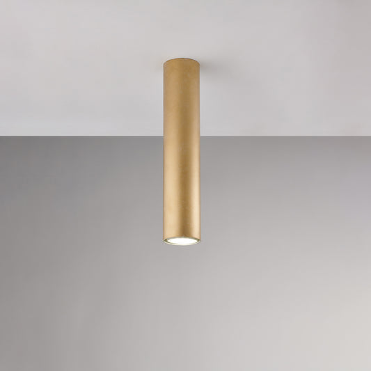 Plafoniera in ferro laccato bianco GU10 con decorazione oro antico 1 luce H.30 - Ø8