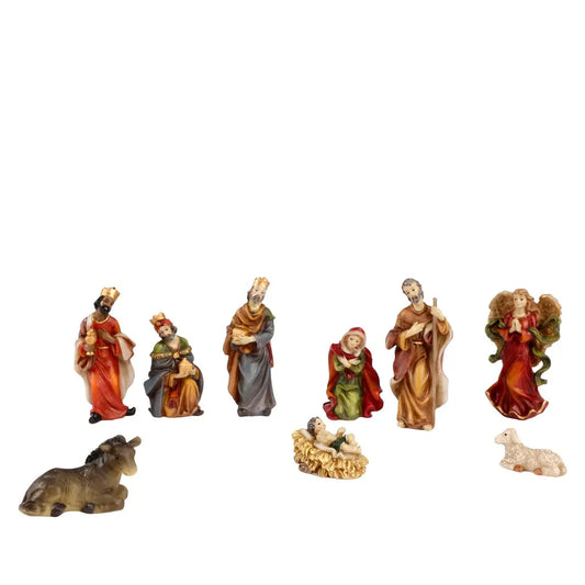Set Natività in resina multicolor H9,5 cm – 9 pezzi