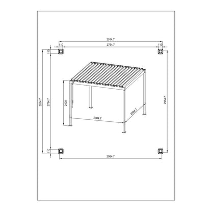Bizzotto pergola Garda 3x3 m seta in acciaio con tetto lamellare
